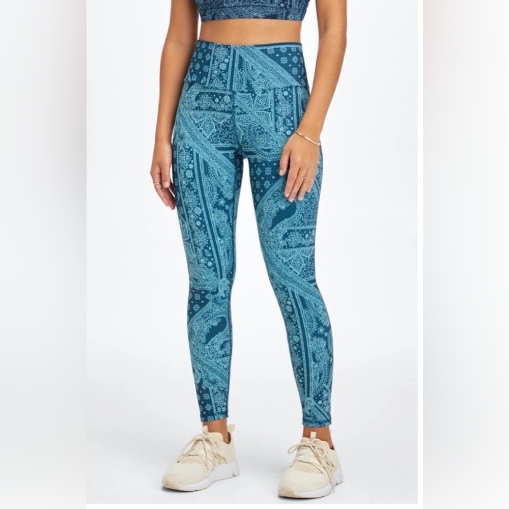 Fabletics S Powerhold Blue Patchwork Lacework Hig… - image 2